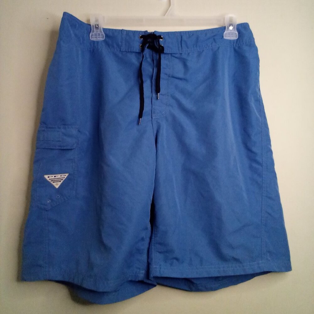 Columbia Swim Trunks Men 36 PFG Board Shorts Pocket Blue